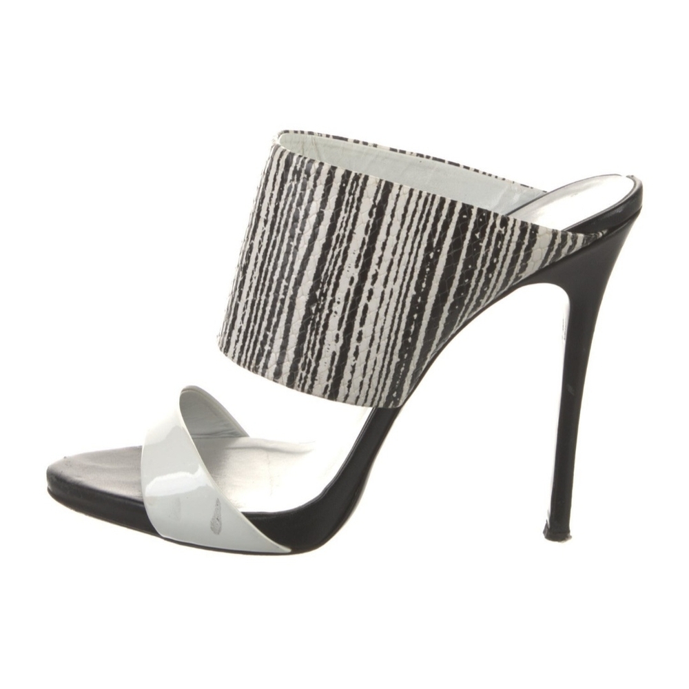 Stylish Leather Animal Print Slides Heels, Giuseppe Zanotti, Size 39.5
